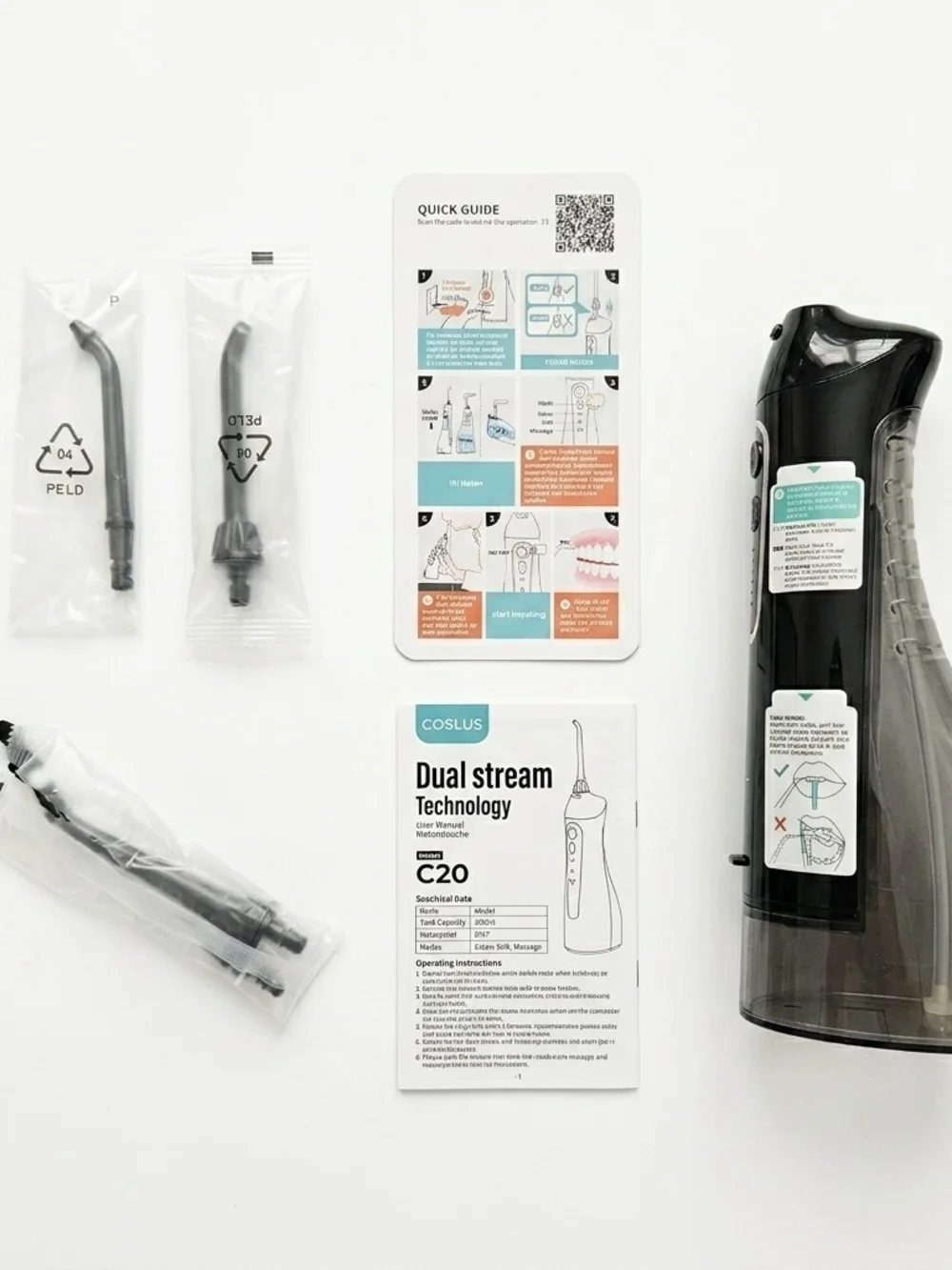 COSLUS C20 Cordless Water Dental Flosser Black